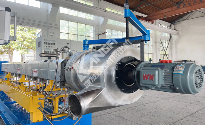 康發75D吊裝磨面熱切機頭 雙螺桿擠出機組