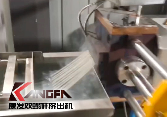 65高扭+PLC，尼龍加纖雙螺桿擠出機試機